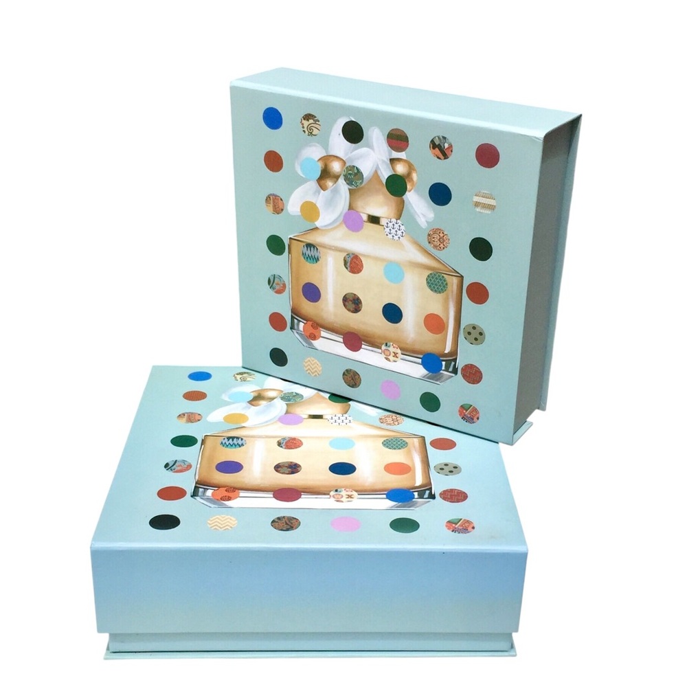 Ledge Perfume Bottle Dots Decorative Nesting Square Flip Lid Boxes - Set of 2